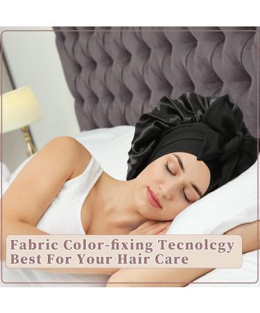 Welrog Satin Hair Hood for Women | Double-Sided Satin Silk Sleep Bonnet | Hair Protection for Night | Flower/Black Design - Buy Online on GoSupps.com