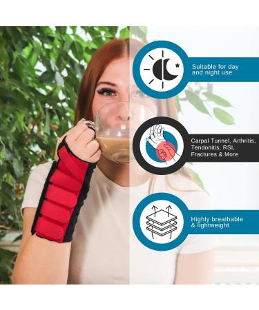 Solace Bracing Cool-Flow Wrist Support - British Made & NHS Supplied Brace with Metal Splint for Carpal Tunnel, Arthritis, Tendonitis, RSI - Red, Large Size for Left Hand - Buy Online on GoSupps.com