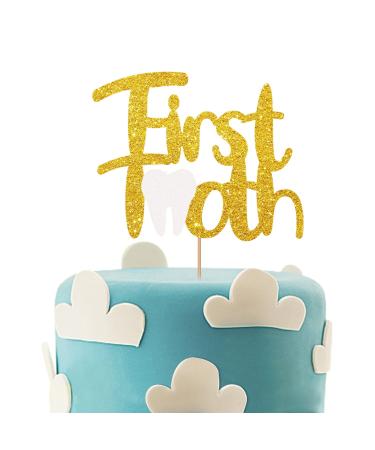 First Tooth Cake Topper Tooth cake topper First Tooth Party Supplies Tooth Party Decorations - Gold & White Glitter