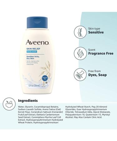 Aveeno Skin Relief Fragrance-Free Body Wash - 12 oz | Soothing & Hydrating - Buy Online on GoSupps.com