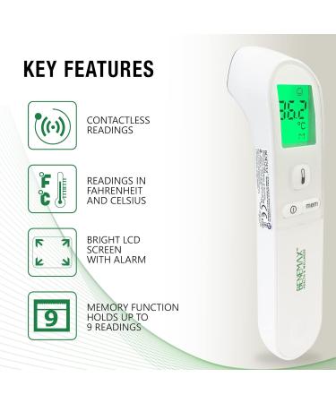 Benemax Infrared Forehead Canadian Medical Thermometer: Health Canada Licence No:106453. Touchless. Instant Readings with Clinical Accuracy. for All Ages. LED Screen. - Buy Online on GoSupps.com