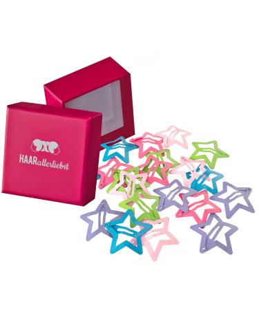 HAARallerliebst hair clips stars small (20 pieces | colorful | 3 cm) for girls including box for storage (box color: pink) - Buy Online on GoSupps.com