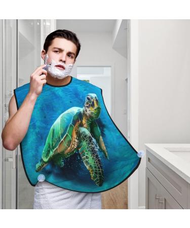 Watercolor Turtle Beard Bib | Ocean Animal Hair Catcher | Non-Stick Grooming Cloth & Salon Cape Apron | Perfect Gifts for Men - Buy Online on GoSupps.com
