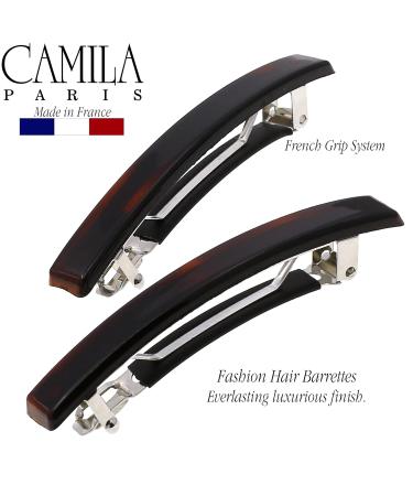 Camila Paris AD1/2 French Hair Barrette Clip Set - 2 Pack Tortoise | Strong Hold Grip Hair Clips for Women & Girls | Made in France 2.5 Inch - Buy Online on GoSupps.com