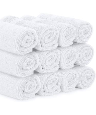 White Classic Luxury Cotton Washcloths - 12 Pack - Hotel Spa Face Towel - Buy Online on GoSupps.com