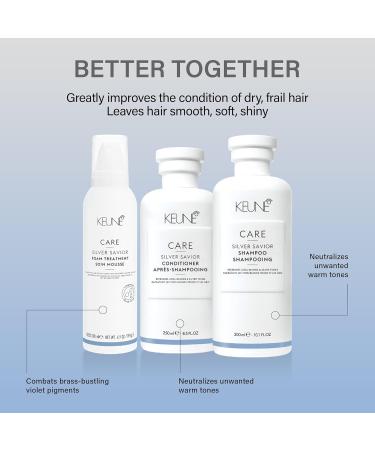 Keune Care Silver Savior Foam Treatment Toning & Moisturizing Leave-In Mousse for Blonde & Grey Hair 6.9 Fl Oz - Buy Online on GoSupps.com