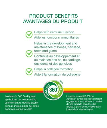 Jamieson Vitamin C Chewables 500 mg - Juicy White Peach Flavour 120 Tablets - Buy Online on GoSupps.com