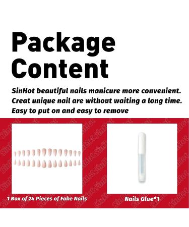SINHOT Long Almond Nude Press on Acrylic Gradient False Nails - 24pcs | Stiletto Full Cover Glossy Design (FN0010001) - Buy Online on GoSupps.com