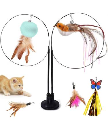 Sunshine Smile Cat Toys Set | Interactive Cat Toys Pack with Springs Feathers & Butterfly Perfect for Cats & Dogs - Buy Online on GoSupps.com