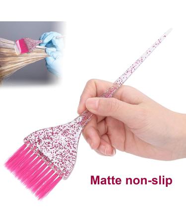 Glitter Handle Hair Dye Brush Hair Coloring Tool with Long Handle Material Pearly Lustre Handle for Beauty Salon and Hair Salon (Pink) - Buy Online on GoSupps.com