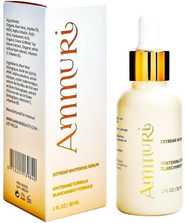 Ammuri Extreme Whitening Serum - Enhance Skin Radiance Address Dark Spots & Wrinkles | Kojic Acid Alpha Arbutin | Hydrating & Nourishing Formula | UK Made | For Face Body & Neck - Buy Online on GoSupps.com