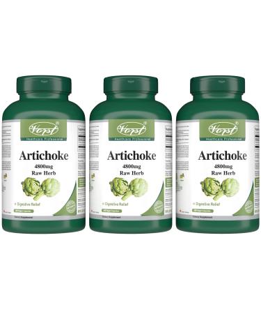 VORST Artichoke 4800mg Raw Equivalent (1200mg With 4:1 Extract Ratio) 3 X 180 Vegan Capsules | Digestive Supplement for Cholesterol Balance & Liver Health | Powder Pills | Non GMO | 3 Bottles 540 count (Pack of 1)