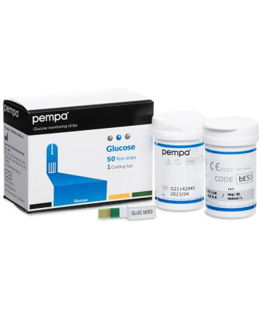 Pempa 50 x blood sugar test strips for measuring device |Diabetes test for home |Blood sugar measuring device with simple and exact result 50 pieces