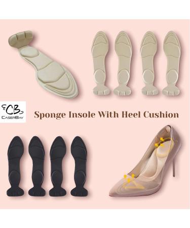CB 2-Pairs Nude 2-in-1 Sponge Insoles with Heel Grip for Arch & Heel Pain Relief - Women Size US 4-8.5 - Buy Online on GoSupps.com