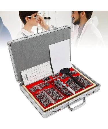 104Pcs Optical Trial Lens Set Optometry Kit Metal Rim Ophthalmic Lenses with Free Trial Frame Eye Protection Accessories Ophthalmic Trial Case Lenses Aluminum Suitcase