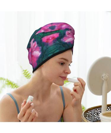 Pink Floral Coral Velvet Dry Hair Cap - Ideal for Home Travel & Pool Parties | Quick Drying & Soft - Buy Online on GoSupps.com