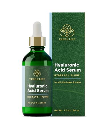 Tree of Life Hyaluronic Acid Serum for Face Anti Aging  Fine Lines  Dark Spots  & Dry Skin - 2 Fl Oz Hydrating Facial Serum - Smoothing & Brightening Skin - Dermatologist-Tested Hyaluronic Facial Serum