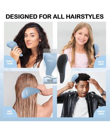 Detangler Hairbrush for Natural Curly Straight Wet or Dry Hair - Blue - Buy Online on GoSupps.com
