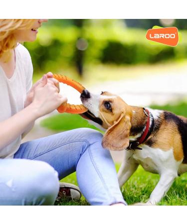 Laroo Indestructible Dog Frisbee | Floatable Flying Disc Toy for Medium Large & Small Dogs | Summer Pet Training - 18cm Orange - Buy Online on GoSupps.com