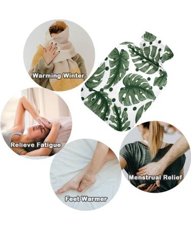 NAANLE Palm Leaf Polka Dot Hot Water Bottle 1L Transparent Cover for Menstrual Cramps Pain Relief & Heat Therapy | International Shipping - Buy Online on GoSupps.com