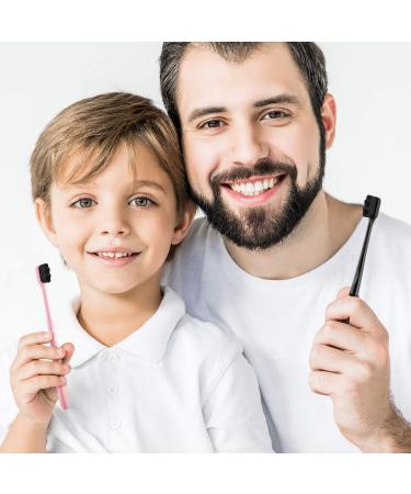 8-Piece Nano Soft Toothbrush Set for Adults and Kids - Extra Soft Bristles for Gentle Oral Care - Black, White, Pink, Green Handles - Buy Online on GoSupps.com