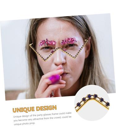Hakidzel Strass Glasses Frame - Rhinestone Decorative Eyewear European & American Style 14.8x14.2cm - Buy Online on GoSupps.com