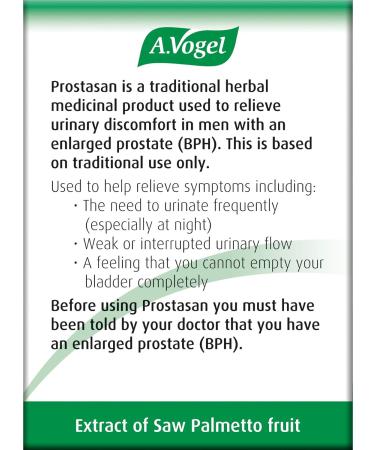 A.Vogel Prostasan Saw Palmetto Capsules - Prostate Supplement for Men | Relieve BPH Urinary Discomfort | 1 Month Supply - 30 Capsules - Buy Online on GoSupps.com