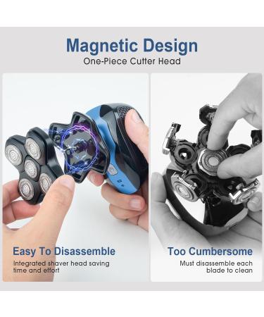 Upgrade Magnetic Head Shaver for Bald Men - Cordless 5-in-1 Electric Razor | IPX7 Waterproof Wet/Dry Grooming Kit | Easy Palm Shaver for a Smooth Shave - Buy Online on GoSupps.com