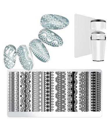Nail Art Stamping Plates Set Panda Unicorn Flower Stamping Plates Silicone Manicure Stamp Scraper Nail Art Equipment Style D03