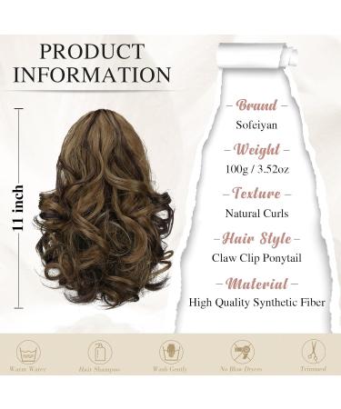 Shop Sofeiyan 28cm Clip-in Ponytail Extensions - Curly Synthetic Hair Dark Brown/Golden Brown Auburn for Effortless Style - Buy Online on GoSupps.com