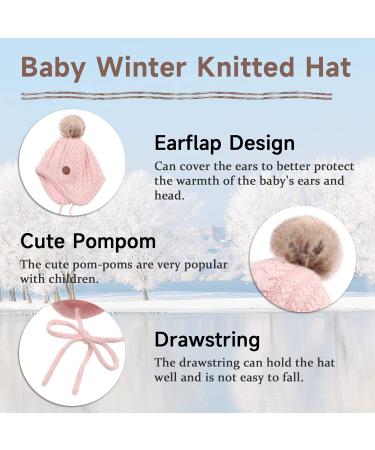 XIAOHAWANG Winter Baby Hat with Velvet Lining | Toddler Kids Beanie Earflap Warm Hat for Girls and Boys 6-18 Months - Pink - Buy Online on GoSupps.com