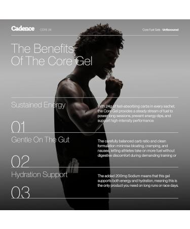 Cadence Core Energy Gels for Running Endurance - Carbohydrates Per Serving with Electrolytes for Hydration - Dual Fuel Formula for Long Distance Sport Cycling - 12 Pack (44g x 12) - Buy Online on GoSupps.com