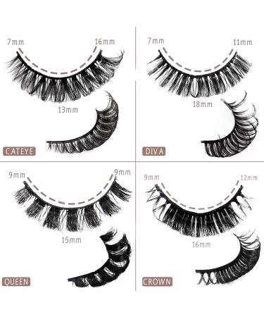 Mereton D Curl Russian Strip Lashes - 20 Pairs | 4 Styles, 3D Fluffy Curly Faux Mink Lashes | 13mm-18mm | Russian Volume Extensions - Buy Online on GoSupps.com
