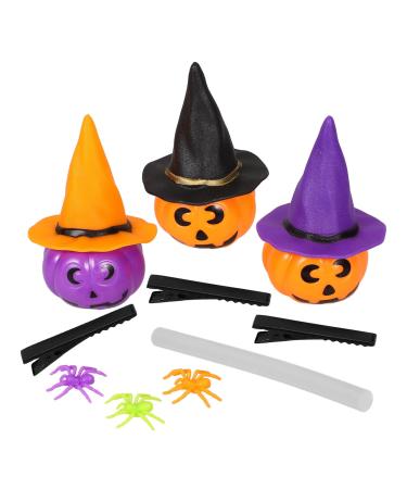 Healeved 1 Set of Halloween Hair Clip DIY Kit Halloween Barrettes Witch Hat Spider Pumpkin Hairpin Making Material Kit for Halloween