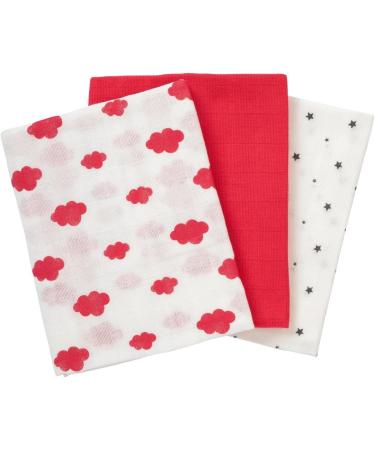 Bornino Basics Mullwindeln 80x80 cm Clouds & Stars - Pure Cotton Molton Towels (3-Pack) - Ideal Ceiling & Sun Protection - Pink - Buy Online on GoSupps.com