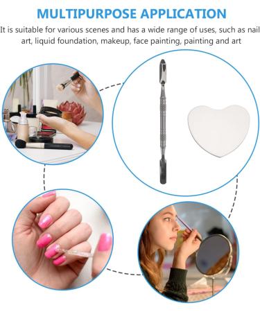 Vicasky 2 Sets Ring Palette & Makeup Spatula - Stainless Steel Heart Makeup Plate & Nail Art Tablet for Precision Drawing - Buy Online on GoSupps.com
