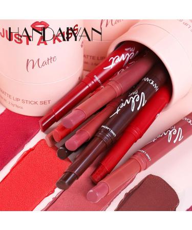 8 Colors Matte Lipstick Set - Long-lasting Moisturizing Lip Balm Makeup Kit for Women & Girls | International Shipping - Buy Online on GoSupps.com
