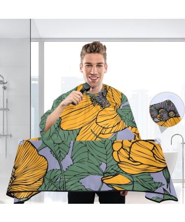 Waterproof Barber Cape - Flower on Purple | Cheetah Haircut Bib for Men & Women | Unisex Hair Cutting Cape | International Shipping Available - Buy Online on GoSupps.com