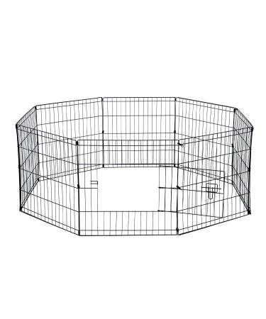 Dog Exercise Pen Pet Playpens for Dogs - Puppy Playpen Outdoor Back or Front Yard Fence Cage Fencing Doggie Rabbit Cats Playpens Outside Fences with Door - Metal Wire 8-Panel Foldable 24" Inches