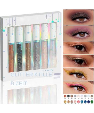  Generisch Glitter Liquid Eyeliner Set of 6 Colors Waterproof Long-Lasting and Highly Pigmented Eyeliner Pencil Sparkling Eyeliner Pencil for Dancing - Buy Online on GoSupps.com