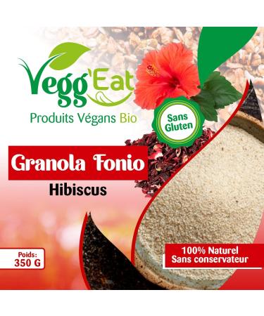 Vegg' Eat Granola Fonio Hibiscus Crunchy - 100% Natural Cereal - Organic - Gluten Free - Preservative Free - Wheat Free - Buy Online on GoSupps.com