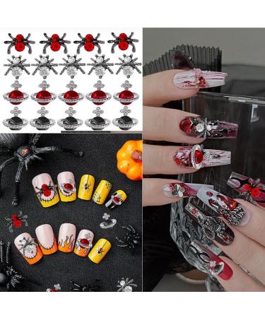 Shop Halloween Nail Rhinestones - Red Planet & Cross Shape Crystals Spider & Saturn 3D DIY Nail Decorations - Buy Online on GoSupps.com