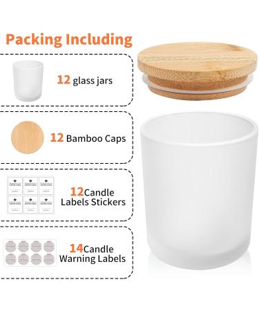 12 Pack 10oz Frosted Glass Candle Jars with Bamboo Lids - Bulk Containers for Candle Making - Dishwasher Safe - Includes Sticky Labels - SUPMIND - Buy Online on GoSupps.com