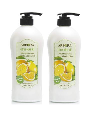 ARBORA Hand & Body Lotion CITRUS OLIVE 25.4OZ/750ML Paraben Free Natural Ultra-Moisturizing Professional Massage Lotion Original from Korea Pack of 2 1 Count (Pack of 2)