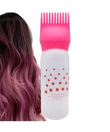 Krujecnt Scalp Oil Applicator Hair Oiling Applicator Bottle with Graduated Scale Hair Oiling Applicator Bottle Hair Dye Brush Bottle for Hair Dyeing Red
