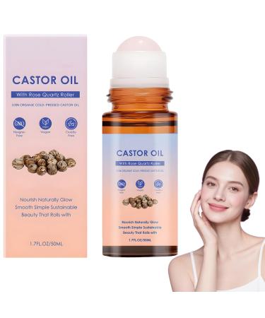 Raevior Organic Castor Oil RollOn 50 ml castor oil with rose quartz roller coldpressed hexanefree deeply effective moisture care cares for the skin for abdomen face body under the eyes 1 piece