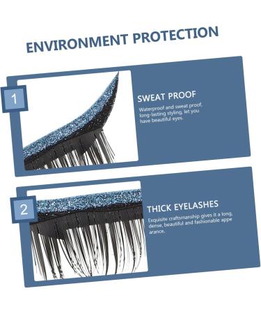 Mipcase 4 Pairs False Eyelashes Eye Makeup Sticker Stickers Glitter Eyeliner Eye Line Sticker Glitter Powder 4x1.5cm Blue - Buy Online on GoSupps.com