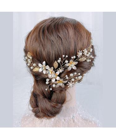 Wedding Hair Accessories Bridal Rhinestone & Pearl Flower Hair Pins U Shaped Crystal Hair Grips Hair Clips for Bridesmaid Women Girls Kids Bobby Pins for Braids Thick Hair (Gold-1pc) - Buy Online on GoSupps.com
