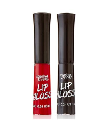 Luxurious Black and Red Lip Gloss - Vibrant Color with Full Coverage and Shiny Finish  Moisturizing Formula Nourishes Lips - by Splashes & Spills Red & Black