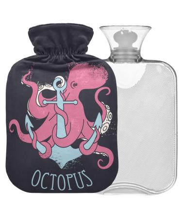 Naanle anchor octopus hot water bottle with reference transparent hot water bottle 1l heat bottle for bed handfoot heat pain relief heat and cold therapy